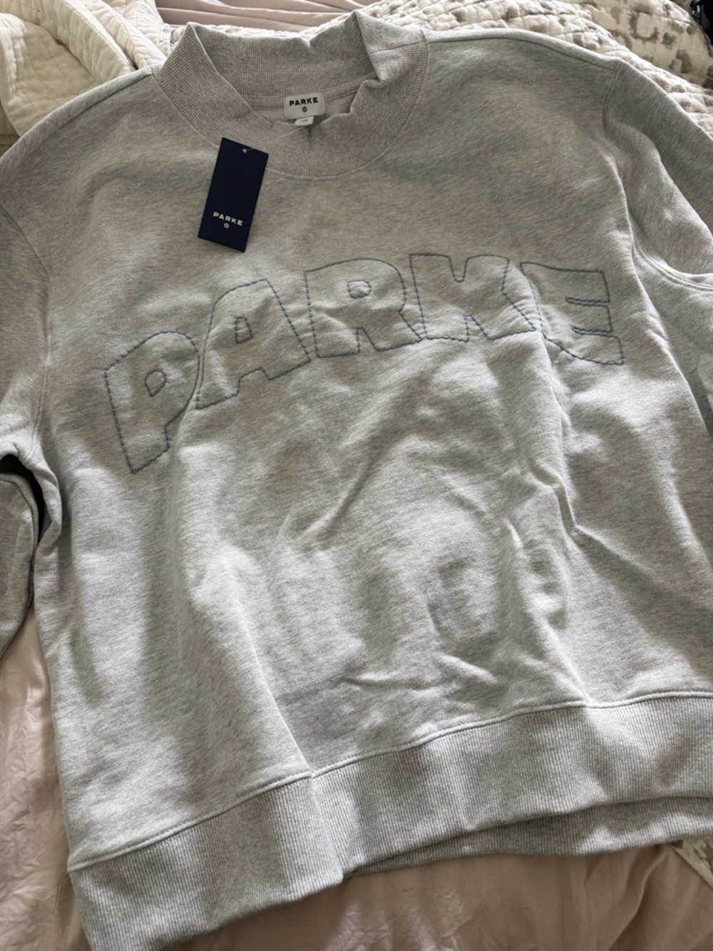 Parke x Target Gray Embroidered Mock Neck Sweatshirt